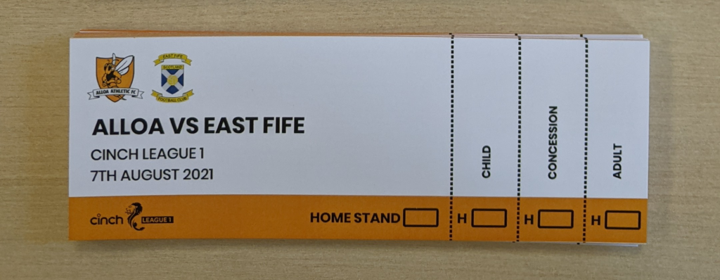 Home Stand Ticket - Alloa vs East Fife