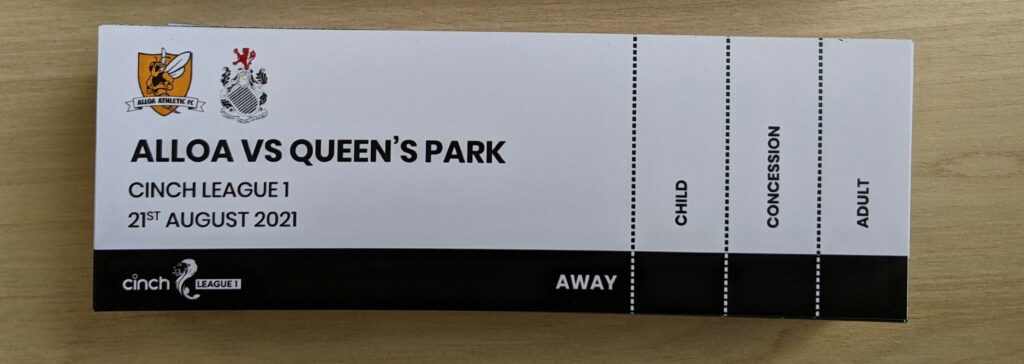 Away Ticket - Alloa vs Queen's Park