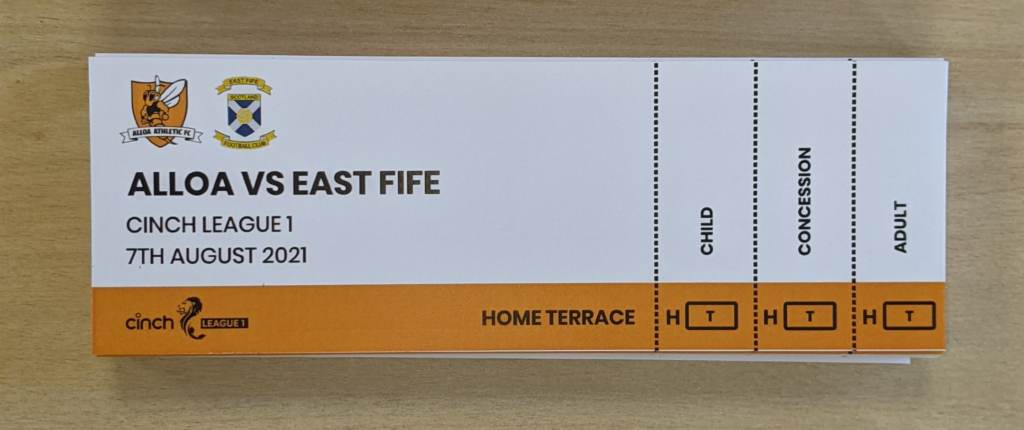 Home Terrace Ticket - Alloa vs East Fife